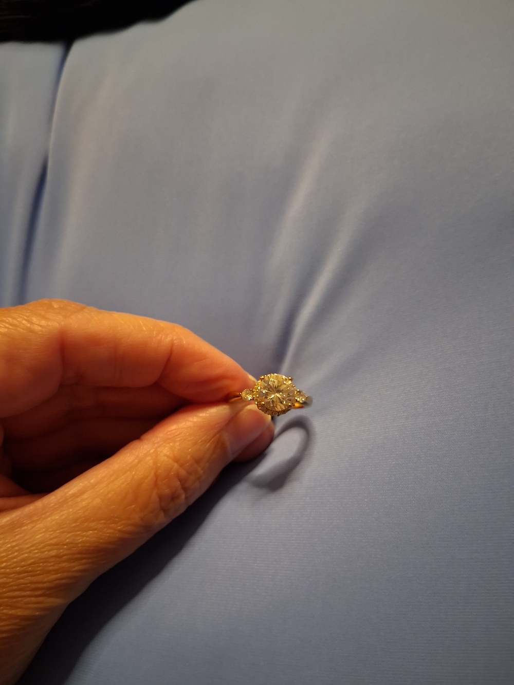 Gold Halo Diamond-Style Engagement Ring - Clear Stone